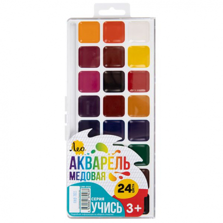 Краска акварель "Лео"   "Учись"   медовые, без кисти   LNW-0124   24 цв. . LNW-0124