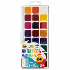 Краска акварель "Лео"   "Учись"   медовые, без кисти   LNW-0124   24 цв. . LNW-0124