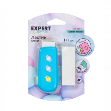 Ластик выдвижной Trend Pastel с запасным блоком в блистере   ECE-06 ассорти
