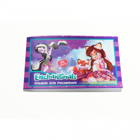 Альбом для рисования "Enchantimals", 24 листа, на скрепке, обложка меловаванная 200 гр/м2