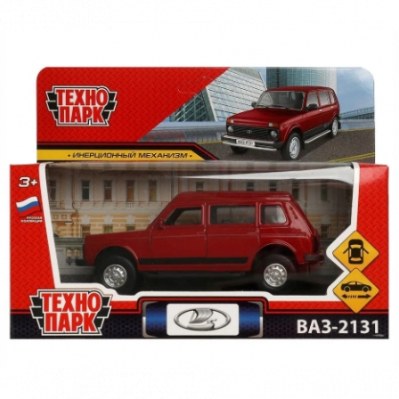 Машина мет. LADA4*4 2131 12см, двери, багаж, инерц, красный Технопарк