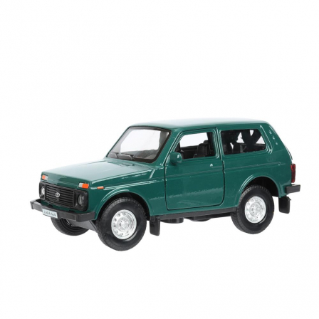 Машина металл LADA 4x4 длина 12 см, двери, багаж, инерц, зеленый, кор. Технопарк в кор.2*36шт