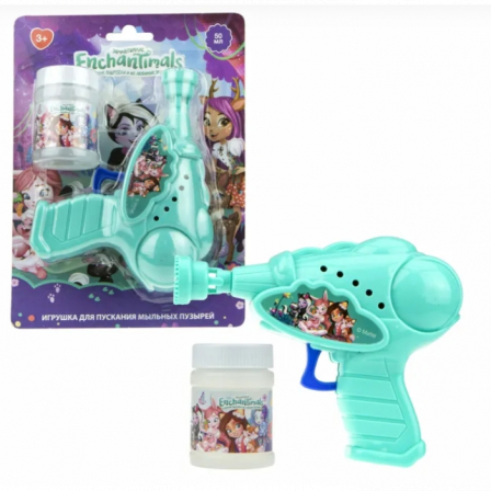 1toy Enchantimals, пистолет механич. с мыл. пузыр.,50 мл, блистер