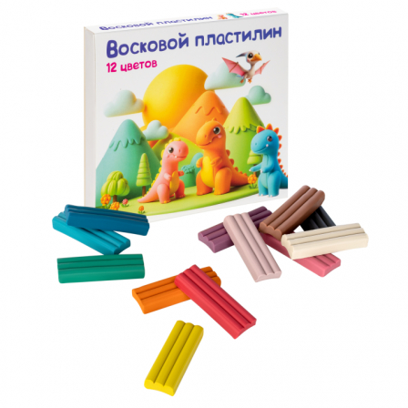 Пластилин для детской лепки "Восковой пластилин 12 цветов"