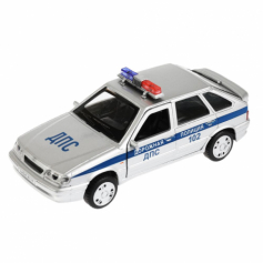 Машина металл LADA-2114 "SAMARA" 12 см, двери, багаж, инерц, серебрист.