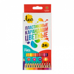 Карандаши цветные пластиковые"Лео" "Учись"  заточенный 24 цв. .