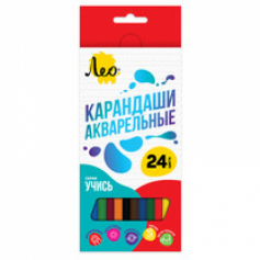 Набор акварельных карандашей заточенный  "Лео" "Учись"   24 цв. .