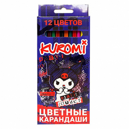 Карандаши цветные пластиковые Kuromi 177 мм, 12 цв., шестигранные, в картонной уп. с евро