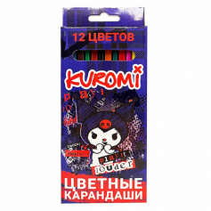Карандаши цветные пластиковые Kuromi 177 мм, 12 цв., шестигранные, в картонной уп. с евро