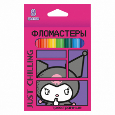 Фломастеры Куроми 8 цветов, треугольные, в картонной упаковке с европодвесом