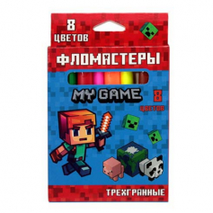 Фломастеры My game 8 цв., треугольные, в картонной упаковке с европодвесом