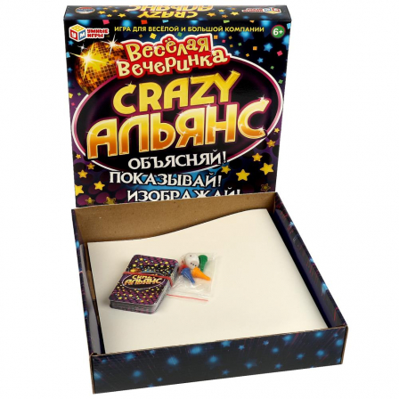 Альянс Crazy. Веселая вечеринка. Настольная игра-ходилка квадрат. 270х270х55 Умные игры. в кор.10шт