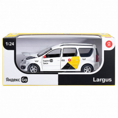 Яндекс Go машинка металл., LADA LARGUS, масштаб 1:24, цвет желтый,  открываются 4 двери, капот, бага