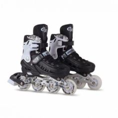 Роликовые коньки, "CITY-RIDE"M (34-38) черные PU колеса, перед. колесо со светом,  ABEC 7,