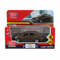 Машина металл LADA vesta 11,5 см, двери, коричневый, кор. Технопарк в кор.2*36шт