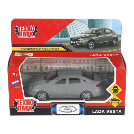 Машина металл LADA vesta 11,5 см, двери, темно-серый, кор. Технопарк в кор.2*36шт