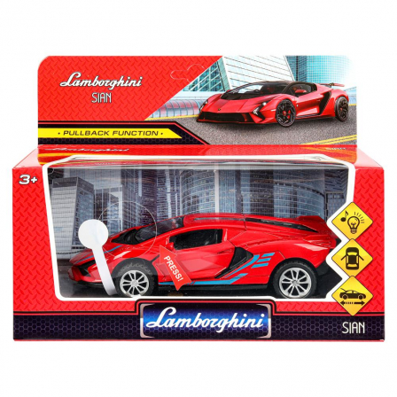 Модель металл свет-звук lamborghini sian 14.9см 1:32, двери, инерция, багаж. - в кор.2*48шт