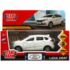 Машина металл LADA XRAY длина 12 см, двери, багаж, инерц, белый, кор. Технопарк в кор.2*36шт