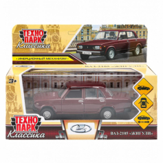 Машина металл LADA ваз-2105 1997 12 cm, двери, багаж, инерц., гранат, кор. Технопарк в кор.2*36шт