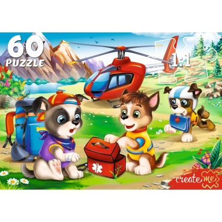 ПАЗЛЫ 60 элементов. ДОБРЫЕ ЩЕНКИ-СПАСАТЕЛИ (Арт. ПУ60-0463)