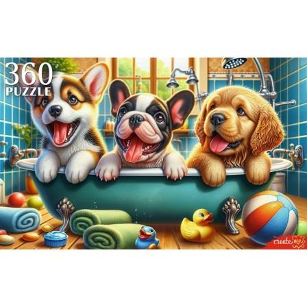 ПАЗЛЫ 360 элементов. ЩЕНКИ В ВАННОЙ (арт.Х360-0188)