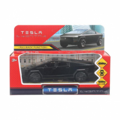 Машина металл tesla cybertruck 13,7см, дв, инер,глянцевый черн, кор. Технопарк в кор.2*36шт
