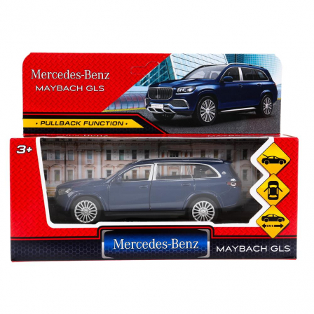 Машина металл MERCEDES-BENZ gls maybach 12см, дв,баг,ин,синий кавансит, кор. Технопарк в кор.2*36шт