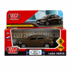 Машина металл LADA vesta 11,5 см., двери, коричневый, кор. Технопарк в кор.2*36шт