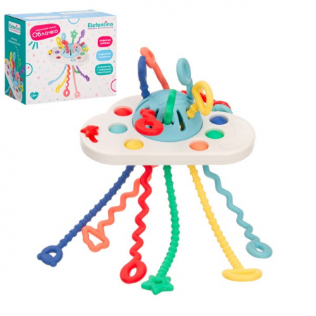 Центр развивающий игровой "Elefantino" "Облачко" 6 резиночек с уникальной текстурой, подвижные элеме