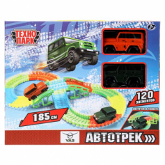 Игрушка пластик UAZ восьмерка 2 машинки 10 см,свет,автотрек на бат.,кор. Технопарк в кор.2*24шт