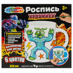 Кружка для росписи, 6 цв. монстры-тянучки МУЛЬТИ АРТ в кор.24шт