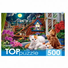 Пазлы 500 элементов.TOPpuzzle.  П500-0734 КОТЯТА НА КРЫШЕ