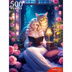 ПАЗЛЫ 500 эл. ДЕВУШКА С КОТОМ