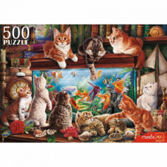 ПАЗЛЫ 500 эл. КОШКИ У БОЛЬШОГО АКВАРИУМА