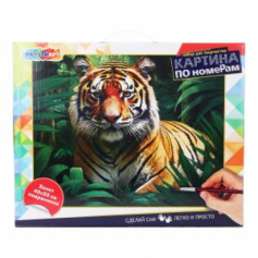 Холст по номерам 40*50 см тигр в джунглях МУЛЬТИ АРТ в кор.24шт