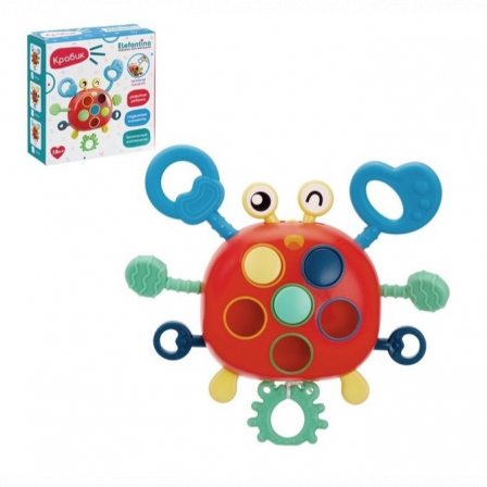 Игрушка развивающая Крабик "Elefantino"яркие цвета, подвижные элементы, в/к 13*12,5*5 см