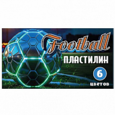 Пластилин 6 цветов Футбол, 120 гр, стека пластиковая, в термоусадке, картонная упаковка