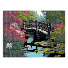 Алмазная мозаика Пейзаж с мостиком (частичное заполнение), 40*50 см. В набор входит: основа ра