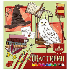 Пластилин 12 цветов Школа Магии, 240 гр, стека пластиковая, картонная упаковка