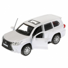 Машина мет. "LEXUS LX-570", длина 12 см, откр дв, багаж, инерц. БЕЛЫЙ Технопарк