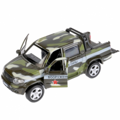 Машина мет.UAZ PICKUP Военный 12см, окрыв.двери Технопарк.