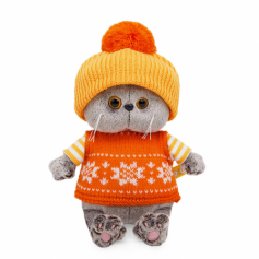 Игрушка Кот Басик baby в жилете и шапочке с помпоном