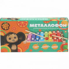 Игрушка деревянная Чебурашка металлофон 9*1,5*18,5, коробка Буратино в кор.50шт