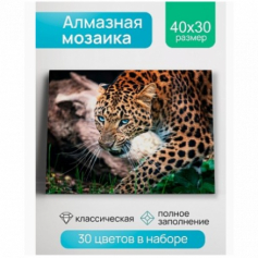 Алмазная мозаика Дикий леопард 30х40 см