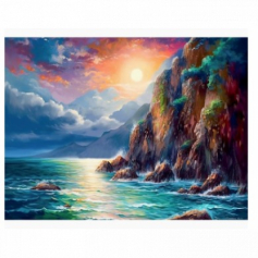 Алмазная мозаика квад.  Скалы в лунном свете 30x40