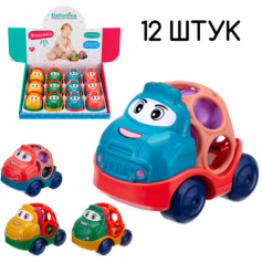 Машинка-погремушка "Elefantino" (12 шт в наборе) в/к 32*30*7,5 см