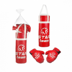 Боксерский набор "STAR TEAM" №2 средний, цвет красный,  груша 2,5 кг, перчатки 200 гр, в сетке 40 см