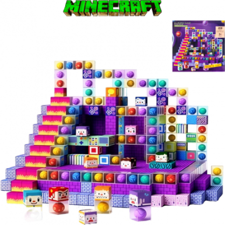 А Магнитный конструктор Майнкрафт 200pc (фиолет)