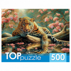 TOPpuzzle. ПАЗЛЫ 500 элементов. ЛЕОПАРД НА ОЗЕРЕ
