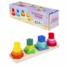 Деревянная игрушка. Пирамидка "Логика" (4 шт. )(в коробке) (арт. ИД-6136)